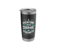 Overcome Though Courage Survivor Cervical Cancer Awareness Stainless Steel Insulated Tumbler
