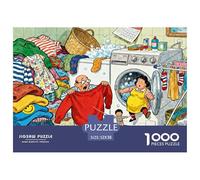 Overcrowded Laundry Wooden Jigsaw Puzzle Waterproof 1000 Piece Puzzles for Adults Gifts Colourful Home Decoration