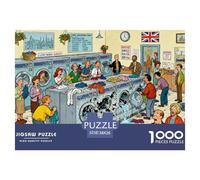 Overcrowded London Laundrette Wooden Jigsaw Puzzle Waterproof 1000 Piece Puzzles for Adults Gifts Colourful Home Decoration