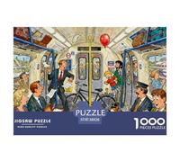 Overcrowded London Overground Wooden Jigsaw Puzzle Waterproof 1000 Piece Puzzles for Adults Colourful Challenging Games