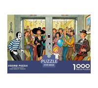 Overcrowded Paris Apartment Elevator Wooden Jigsaw Puzzle Waterproof 1000 Piece Puzzles for Adults Challenging And Brainteasing Games