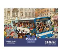 Overcrowded Rome Bus 64 Wooden Jigsaw Puzzle Waterproof 1000 Piece Puzzles for Adults Gifts Fun Challenging Games