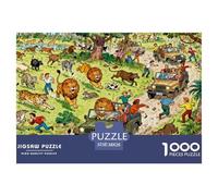 Overcrowded Safari Park Wooden Jigsaw Puzzle Waterproof 1000 Piece Puzzles for Adults Challenging And Brainteasing Educational Games