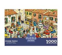 Overcrowded Tuscany Village Sunday Mass Wooden Jigsaw Puzzle Waterproof 1000 Piece Puzzles for Adults Colourful Home Decoration