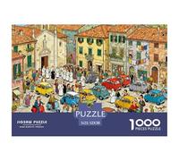 Overcrowded Tuscany Village Sunday Mass Wooden Jigsaw Puzzle Waterproof 1000 Piece Puzzles for Adults Gifts Fun Home Decoration