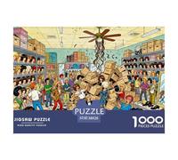 Overcrowded Wig Warehouse Wooden Jigsaw Puzzle Waterproof 1000 Piece Puzzles for Adults Gifts Colourful Challenging Games