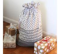 Overdale Fabrics 'Scandi Christmas Grey - Santa Sack Kit'. Ideal Sewing Gift, Suitable for Beginners. Kit Includes Fabrics, Ribbon, Thread and Colour Photo Instructions to Craft This Santa Sack.