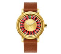 Overdo Roulette Wheel Shows The Time Stainless Business Casual Wristwatch Leather Watch Band, Black-2, Fashion