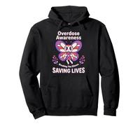 Overdose Awareness Butterfly Purple Ribbon Saving Lives Pullover Hoodie