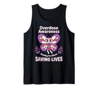 Overdose Awareness Butterfly Purple Ribbon Saving Lives Tank Top
