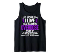 Overdose Awareness Lost Someone I Love Purple Ribbon Tank Top