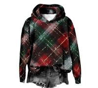 OverDose Boutique Christmas Hoodie for Women's Round Neck Graphic Print Sweatshirt with Hood Casual Long Sleeve Hoodies Fashion Lightweight Hoody Fall Comfy Sportswear Outdoor(D Green,L)