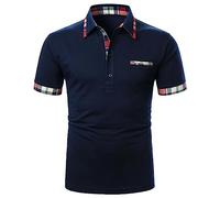 OverDose Boutique Compression Sleeve Men's Casual Short Sleeved Fashion Men's Lapel Short Sleeved T Shirt Polo Shirts for Men (A0C-Navy, XXXXXL)