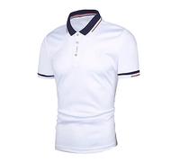 OverDose Boutique Compression Sleeve Men's Casual Short Sleeved Men's Lapel Short Sleeved T Shirt Polo Shirts for Men (A0A-White, XXXXXL)