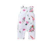 OverDose Boutique Girls Romper Clothes Jumpsuit Baby Infant Sleeveless Floral Bodysuit Girls Romper&Jumpsuit Children Leotards (White, 3-6Months)