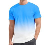 OverDose Boutique Men Long Sleeve T Solid Color Gradient Loose Short Sleeved T Shirt Short Sleeve Shirts for Men (A01-Sky Blue, XXXXXL)