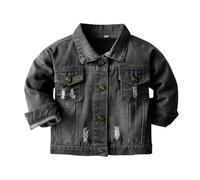 OverDose Boutique Pocket Top Coat Button Denim Down Baby Kids Jacket Jacket Jeans Toddler Boys Girls Coat&Jacket Long Sleeve Thermal Shirt (Black, 3-6 Months)