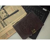 OVERDOSE Celtic Brown Leather Journal With Brass C-Lock - Handmade Journal For Students, men & women | Sketchbook| Notebook Diary - 5 x 7 inches | 12 x 17 cm | A6