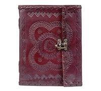 OVERDOSE Hamsa Embossed Leather Journal - Handmade Antique Stone Journal For Students & Office For Men And Women Diary Leather Sketchbook Drawing Journal Notebook - 6 X 8 Inches | 15 X 20 cm | A5