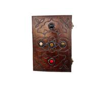 OVERDOSE Hand Embossed 5 Stone Leather Journal - Handmade Antique Stone Journal For Students & Office For Men And Women Diary Sketchbook Drawing Notebook - Size 7 X 10 Inches | 17 X 25 cm | A4