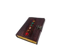 OVERDOSE leather journal Seven Stone Handmade vintage Double Lock Deckle edge paper, Blank spell book of shadows grimoire - 7x10 inches |17x25 cm | A4