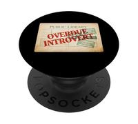 Overdue Introvert Funny Library Card PopSockets Adhesive PopGrip