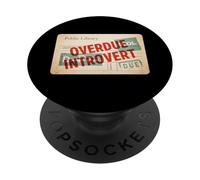 Overdue Introvert Vintage Library Card PopSockets Adhesive PopGrip