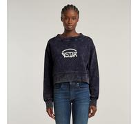 Overdyed Cropped Logo Loose Sweater - Dark blue - Women S