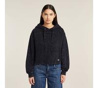 Overdyed Loose Hooded Sweater - Black - Women L
