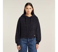Overdyed Loose Hooded Sweater - Black - Women XS