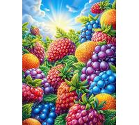 Overflowing Berry Basket in A Flower Garden 1000 Piece Count Premium Jigsaw Puzzle Scenery Science Fiction Teen Fans 14-18 Yrs Brain Training Ultra Difficult Leisure Adventure Valentines Wooden Cardb