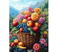 Overflowing Fruit Basket in A Blooming Garden 500-piece Jigsaw Puzzle Bundle Scenery Science Fiction Family Puzzle Lovers Brain Training Mindful Activity Spring Creativity & G