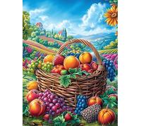 Overflowing Fruit Basket in A Garden 1000 Piece Jigsaw Puzzle for All Ages Wildlife Pet Jigsaw Perfect Festival Gift Family Gathering Brainteasing Relaxation Living Room Decor 1000 PCS