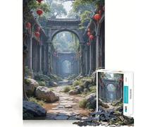 Overgrown Asian Temple Ruins with Lanterns Jigsaw Puzzles 1000 Piece for Teenagers Reason Skill Toy Serene Time Exact Cut Amazing Present (50x75cm)