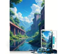 Overgrown Ruins by The River Jigsaw Puzzle for Adults 1000 Pieces Boost Recall Leisure Fun Accurate Edge Lovely Present (38x52cm)