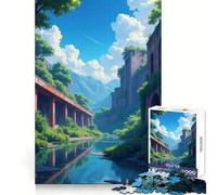Overgrown Ruins by The River Jigsaw Puzzle for Adults 1000 Pieces Boost Recall Leisure Fun Accurate Edge Lovely Present (38x52cm)