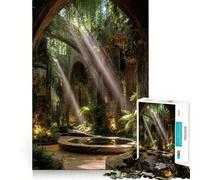 Overgrown Ruins with Sunbeams Jigsaw Puzzle for Teenagers 1000 Pieces Smart Game Family Time Pattern Assembly Santa Wish Pick (50x75cm)