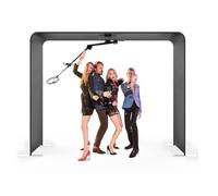 Overhead 360 Photo Booth with Rotating Platform, Automatic Selfie Stand, RGB Ring Light, Phone Holder, Remote Control, Supports Group Photos, Logo Customization