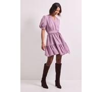 Overhead Belted Puff Sleeve Mini Dress Dorothy Perkins Dusty Rose 16