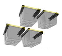 Overhead Bin Rack - Ceiling Mount Overhead Garage Storage Rack | Adjustable Width and Orientation | Heavy Duty Ceiling Bin Storage Rails | Fits Black & Yellow Storage Bins | USA Designed (4 Bins)