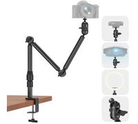 Overhead Camera Mount for Desk, 30.9" Foldable Camera Desk Mount Stand with 1/4" Screws, 360° Rotation 3-Sections Tabletop Holder with C-Clamp for DSLR, Digicam, Webcam, Mini Projector, Microphone