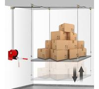 Overhead Garage Storage Lift Hoist, Heavy-duty Ceiling Mounted Garage Storage Lift System for Organization - Supports 8-16ft Ceilings, 300lbs Weight, Easy Installation & Operation (Deck Not Includ)