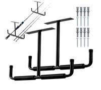 Overhead Garage Storage Rack- Elevated Heavy Duty T-Shaped Overhead Garage Storage Rack | 2PCS Strong Steel Ceiling Bike Ra-ck, Bicycle Hangers, Ladder Hooks For Ceiling Mount Lumber, Fishing Rods, S
