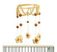 Overhead Hanging Toys - Baby Mobile, Bell Wind Chime | Sensory Development Support, Gender-Neutral Bassinet Accessory with Felt Toy for Boys Girls, Wooden Nursery Decor and Crib Setup