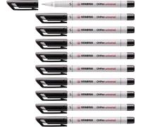Overhead Pen - STABILO OHPen universal - Water Soluble Superfine - Pack of 10 - black