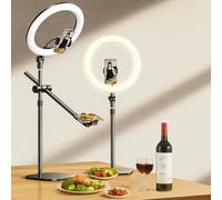 Overhead Phone Mount,Overhead Camera Mount Stand[Anti-Shaking] with 10.5" Ring Light,Desk Stand for iPhone with Ring Light for Video Recording,Zoom Meeting,YouTube,TikTok