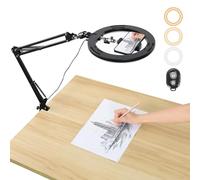 Overhead phone mount with 10" Ringlight, UTEBIT 3 Light Colors+10 Brightnesses Adjustable Angle Flexible Arm,360°Rotatable Overhead Tripod for phone, for Tiktok YouTube