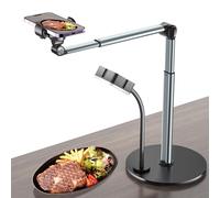 Overhead Phone Mount with Rechargeable Light for iPhone, Table Tripod for Content Creators, Portable Phone Camera Stand for Cooking, Video Recording, Filming, Nail Techs