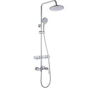 Overhead Rainfall Shower System, Wall Mounted Shower Set with Hand Held Shower Head Top Outlet Bracket, Silver Shower Mixer Set for Bathroom Hotel