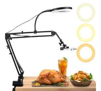 overhead tripod for phone with ring light, 360°Rotatable Adjustable overhead phone mount, desk phone holder for recording with 3 Light Colors+10 Brightnesse, for YouTube Live Stream Cooking Video